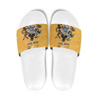 Custom Rugby Southern Hemisphere Slide Sandals Argentina AUNZ South Africa Mascot Gold LT9 Gold - Polynesian Pride