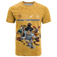 Custom Rugby Southern Hemisphere T Shirt Argentina AUNZ South Africa Mascot Gold LT9 Gold - Polynesian Pride