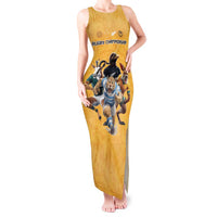 Custom Rugby Southern Hemisphere Tank Maxi Dress Argentina AUNZ South Africa Mascot Gold LT9 Women Gold - Polynesian Pride