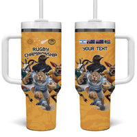 Custom Rugby Southern Hemisphere Tumbler With Handle Argentina AUNZ South Africa Mascot Gold LT9 One Size: 40 oz Gold - Polynesian Pride