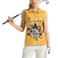 Custom Rugby Southern Hemisphere Women Sleeveless Polo Shirt Argentina AUNZ South Africa Mascot Gold LT9 - Polynesian Pride