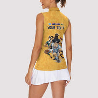 Custom Rugby Southern Hemisphere Women Sleeveless Polo Shirt Argentina AUNZ South Africa Mascot Gold LT9 - Polynesian Pride