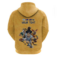 Custom Rugby Southern Hemisphere Zip Hoodie Argentina AUNZ South Africa Mascot Gold LT9 - Polynesian Pride