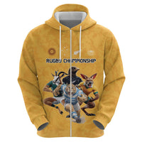 Custom Rugby Southern Hemisphere Zip Hoodie Argentina AUNZ South Africa Mascot Gold LT9 - Polynesian Pride