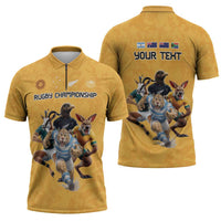 Custom Rugby Southern Hemisphere Zipper Polo Shirt Argentina AUNZ South Africa Mascot Gold LT9 - Polynesian Pride