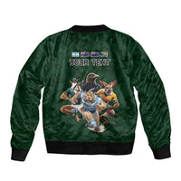 Custom Rugby Southern Hemisphere Bomber Jacket Argentina AUNZ South Africa Mascot Green - Polynesian Pride