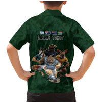Custom Rugby Southern Hemisphere Family Matching Mermaid Dress and Hawaiian Shirt Argentina AUNZ South Africa Mascot Green LT9 - Polynesian Pride