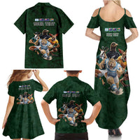 Custom Rugby Southern Hemisphere Family Matching Summer Maxi Dress and Hawaiian Shirt Argentina AUNZ South Africa Mascot Green LT9 - Polynesian Pride
