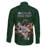 Custom Rugby Southern Hemisphere Family Matching Summer Maxi Dress and Hawaiian Shirt Argentina AUNZ South Africa Mascot Green LT9 - Polynesian Pride