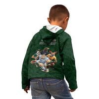 Custom Rugby Southern Hemisphere Kid Hoodie Argentina AUNZ South Africa Mascot Green LT9 - Polynesian Pride