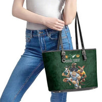Custom Rugby Southern Hemisphere Leather Tote Bag Argentina AUNZ South Africa Mascot Green LT9 - Polynesian Pride