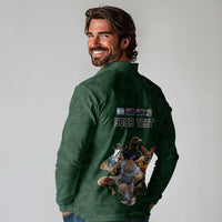 Custom Rugby Southern Hemisphere Long Sleeve Polo Shirt Argentina AUNZ South Africa Mascot Green LT9 - Polynesian Pride