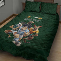 Custom Rugby Southern Hemisphere Quilt Bed Set Argentina AUNZ South Africa Mascot Green LT9 - Polynesian Pride