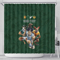 Custom Rugby Southern Hemisphere Shower Curtain Argentina AUNZ South Africa Mascot Green LT9 - Polynesian Pride
