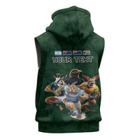 Custom Rugby Southern Hemisphere Sleeveless Hoodie Argentina AUNZ South Africa Mascot Green LT9 - Polynesian Pride