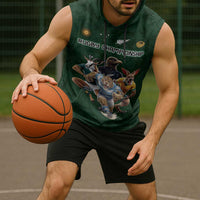 Custom Rugby Southern Hemisphere Sleeveless Hoodie Argentina AUNZ South Africa Mascot Green LT9 - Polynesian Pride
