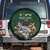 Custom Rugby Southern Hemisphere Spare Tire Cover Argentina AUNZ South Africa Mascot Green LT9 Green - Polynesian Pride