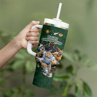 Custom Rugby Southern Hemisphere Tumbler With Handle Argentina AUNZ South Africa Mascot Green LT9 - Polynesian Pride
