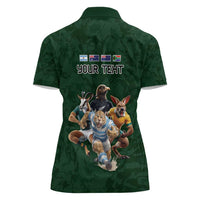 Custom Rugby Southern Hemisphere Women Polo Shirt Argentina AUNZ South Africa Mascot Green - Polynesian Pride