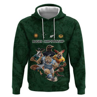 Custom Rugby Southern Hemisphere Zip Hoodie Argentina AUNZ South Africa Mascot Green LT9 Pullover Hoodie Green - Polynesian Pride