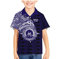 Tonga Queen Salote College 100th Years Family Matching Mermaid Dress and Hawaiian Shirt Est 1926 Tongan Ngatu Tapa LT9 Son's Shirt Blue - Polynesian Pride