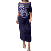 Tonga Queen Salote College 100th Years Family Matching Puletasi and Hawaiian Shirt Est 1926 Tongan Ngatu Tapa LT9 Mom's Dress Blue - Polynesian Pride