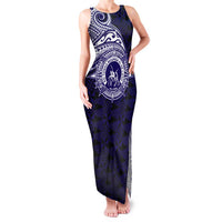 Tonga Queen Salote College 100th Years Family Matching Tank Maxi Dress and Hawaiian Shirt Est 1926 Tongan Ngatu Tapa LT9 Mom's Dress Blue - Polynesian Pride