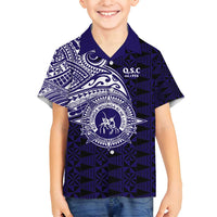Tonga Queen Salote College 100th Years Family Matching Tank Maxi Dress and Hawaiian Shirt Est 1926 Tongan Ngatu Tapa LT9 Son's Shirt Blue - Polynesian Pride