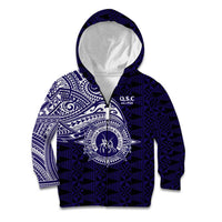 Tonga Queen Salote College 100th Years Kid Hoodie Est 1926 Tongan Ngatu Tapa LT9 Zip Hoodie Blue - Polynesian Pride