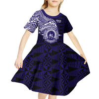 Tonga Queen Salote College 100th Years Kid Short Sleeve Dress Est 1926 Tongan Ngatu Tapa LT9 - Polynesian Pride