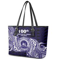 Tonga Queen Salote College 100th Years Leather Tote Bag Est 1926 Tongan Ngatu Tapa LT9 - Polynesian Pride
