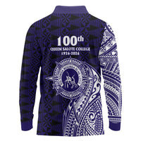 Tonga Queen Salote College 100th Years Long Sleeve Polo Shirt Est 1926 Tongan Ngatu Tapa LT9 - Polynesian Pride