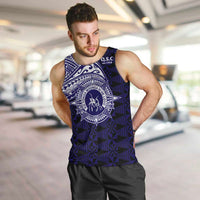 Tonga Queen Salote College 100th Years Men Tank Top Est 1926 Tongan Ngatu Tapa LT9 Blue - Polynesian Pride