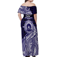Tonga Queen Salote College 100th Years Off Shoulder Maxi Dress Est 1926 Tongan Ngatu Tapa LT9 - Polynesian Pride