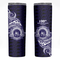Tonga Queen Salote College 100th Years Skinny Tumbler Est 1926 Tongan Ngatu Tapa LT9 Blue - Polynesian Pride