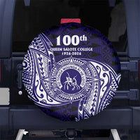 Tonga Queen Salote College 100th Years Spare Tire Cover Est 1926 Tongan Ngatu Tapa LT9 No hole Blue - Polynesian Pride