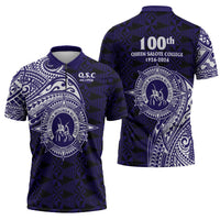 Tonga Queen Salote College 100th Years Zipper Polo Shirt Est 1926 Tongan Ngatu Tapa LT9 - Polynesian Pride
