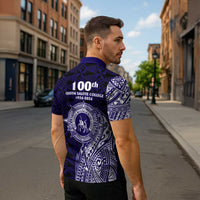 Tonga Queen Salote College 100th Years Zipper Polo Shirt Est 1926 Tongan Ngatu Tapa LT9 - Polynesian Pride