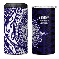 Tonga Queen Salote College 100th Years 4 in 1 Can Cooler Tumbler Blue Tonga Kupesi Uniquely Pacific Art LT9 One Size: 16 oz Blue - Polynesian Pride