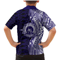 Tonga Queen Salote College 100th Years Family Matching Mermaid Dress and Hawaiian Shirt Blue Tonga Kupesi Uniquely Pacific Art LT9 - Polynesian Pride