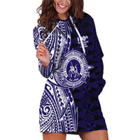 Tonga Queen Salote College 100th Years Hoodie Dress Blue Tonga Kupesi Uniquely Pacific Art LT9 Blue - Polynesian Pride