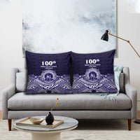 Tonga Queen Salote College 100th Years Pillow Cover Blue Tonga Kupesi Uniquely Pacific Art - Polynesian Pride