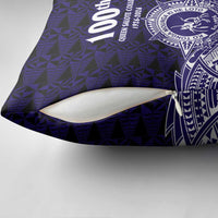 Tonga Queen Salote College 100th Years Pillow Cover Blue Tonga Kupesi Uniquely Pacific Art - Polynesian Pride