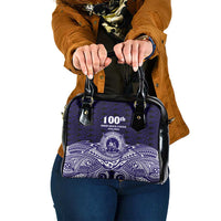 Tonga Queen Salote College 100th Years Shoulder Handbag Blue Tonga Kupesi Uniquely Pacific Art - Polynesian Pride
