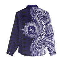 Tonga Queen Salote College 100th Years Women Casual Shirt Blue Tonga Kupesi Uniquely Pacific Art LT9 - Polynesian Pride