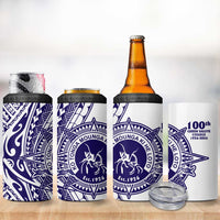 Tonga Queen Salote College 100th Years 4 in 1 Can Cooler Tumbler White Tonga Kupesi Uniquely Pacific Art LT9 - Polynesian Pride