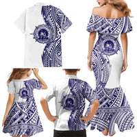 Tonga Queen Salote College 100th Years Family Matching Mermaid Dress and Hawaiian Shirt White Tonga Kupesi Uniquely Pacific Art LT9 - Polynesian Pride
