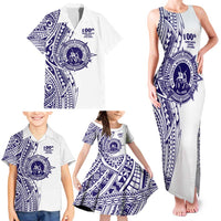 Tonga Queen Salote College 100th Years Family Matching Tank Maxi Dress and Hawaiian Shirt White Tonga Kupesi Uniquely Pacific Art LT9 - Polynesian Pride