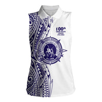 Tonga Queen Salote College 100th Years Women Sleeveless Polo Shirt White Tonga Kupesi Uniquely Pacific Art LT9 Female White - Polynesian Pride
