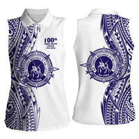 Tonga Queen Salote College 100th Years Women Sleeveless Polo Shirt White Tonga Kupesi Uniquely Pacific Art LT9 - Polynesian Pride